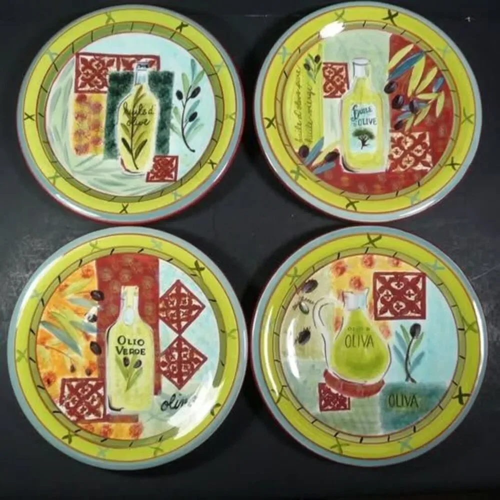 Certified International Pamela Gladding Oils Salad, Bread & Butter Plates 8 pcs